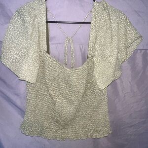 Abercrombie & Fitch Olive Green Floral Blouse Size XL